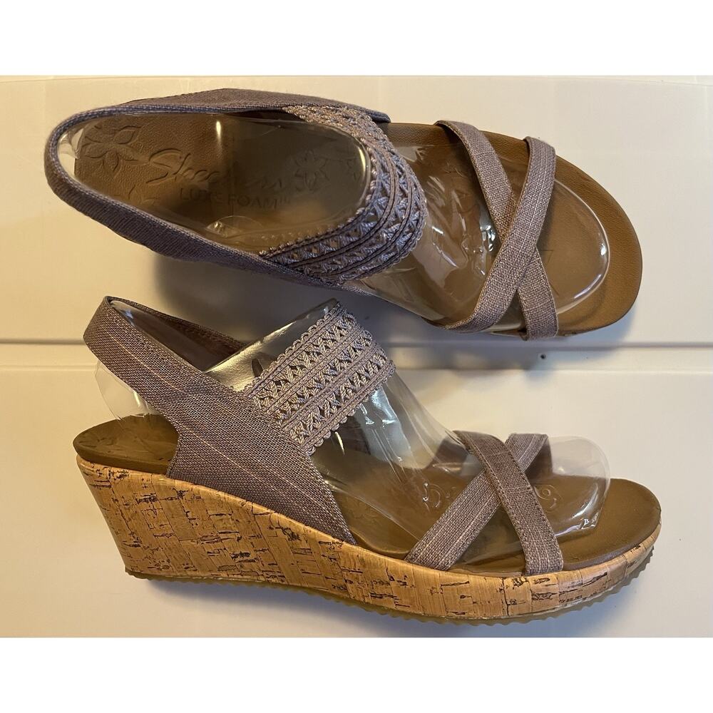 Skechers Sandals Women’s 10 Slingback Purple Casual Wedge SN32962 See Pictures
